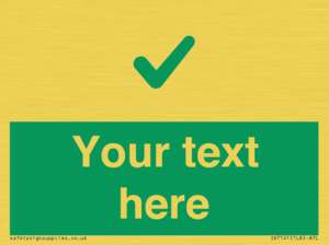 Custom green background, green tick sign